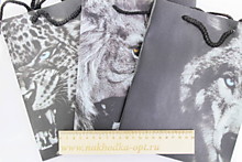 Пакет подарочный  ЧБ (дикие звери) 321 М 26*32*10см