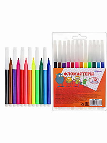 Фломастеры невентилируемые 12цв. МУЛЬТИКИ (Ф-8633) в блистер