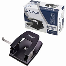 Дырокол Alingar 30л., металлический, с линейкой, черный